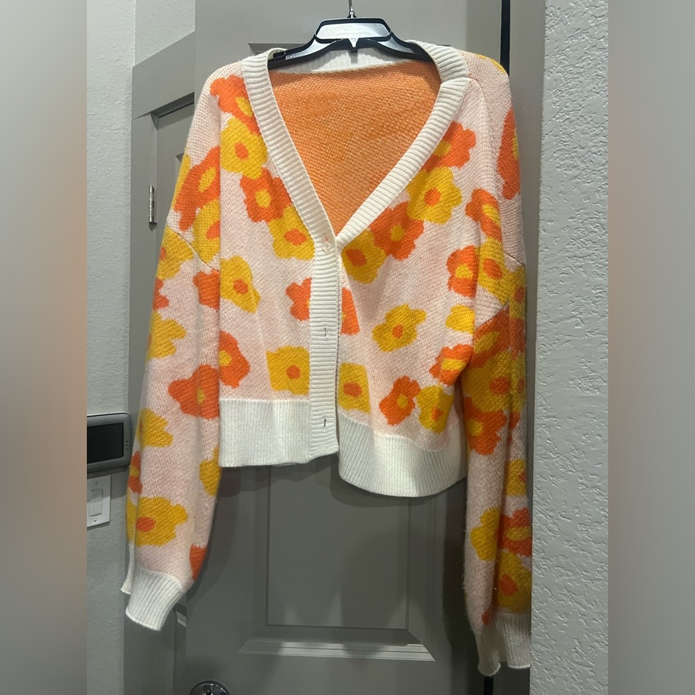 Orange and yellow floral sweater